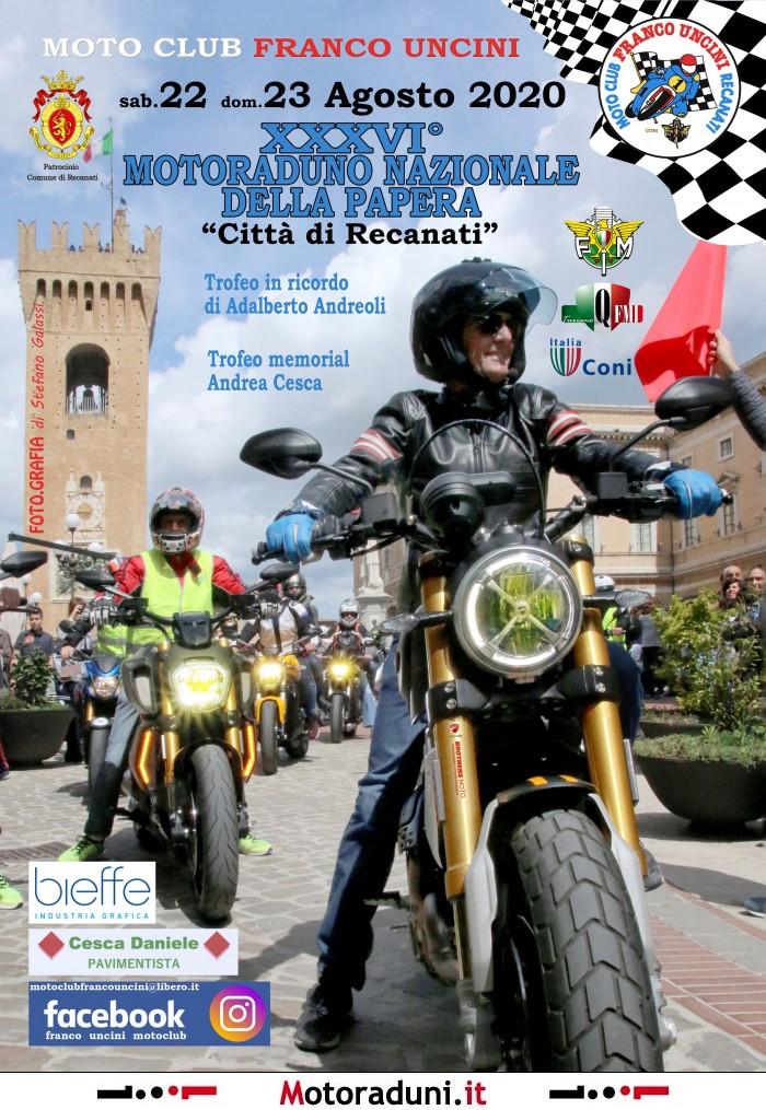 XXXVI° MOTORADUNO NAZIONALE DELLA PAPERA CITTA' DI RECANATI 2020